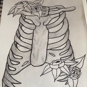 Floral rib cage drawing